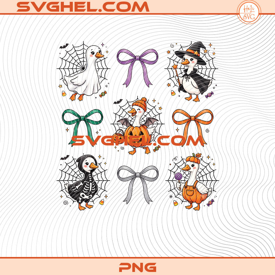 Spooky Halloween Goose Png Fall Coquette Bow Goose Png