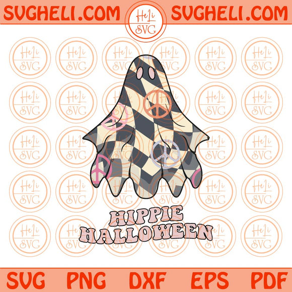 Spooky Halloween Svg Checkered Hippie Ghost Svg Boho Ghost Svg Png Dxf Eps Files