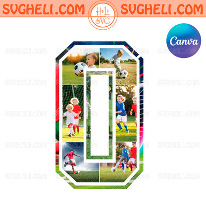 Sports Number Canva Photo Collage featuring number 0, perfect for showcasing sports memories and athlete photos.