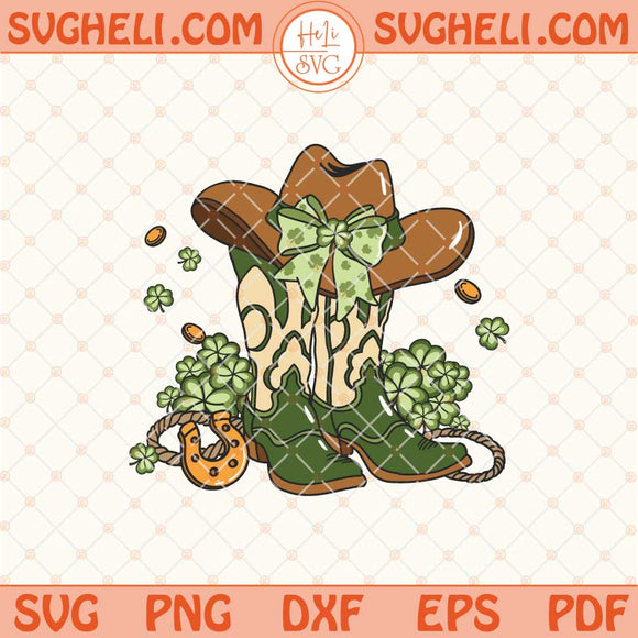 St Patrick's Day Coquette Bow Cowboy Boots Svg Png Dxf Eps Files