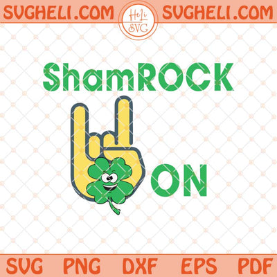 St Patricks Day Shamrock Rock N Roll Svg Shamrock Svg Png Dxf Eps Files