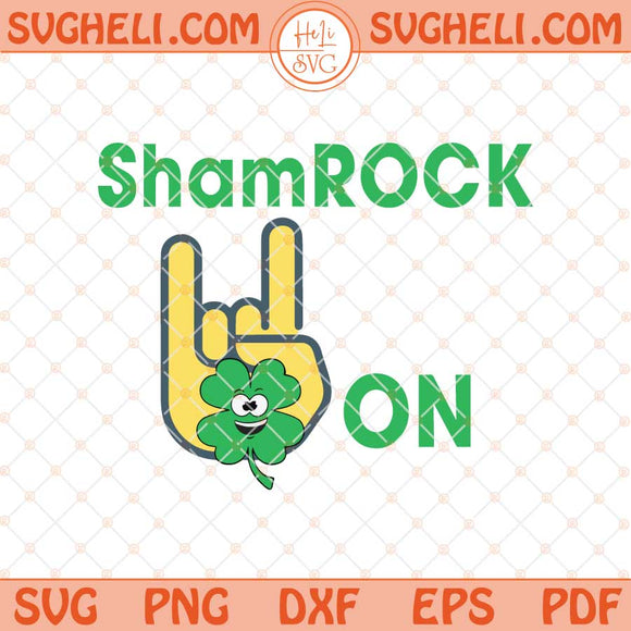 St Patricks Day Shamrock Rock N Roll Svg Shamrock Svg Png Dxf Eps Files