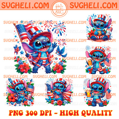 Stitch 4th July Png Bundle Stitch Independence Day Png