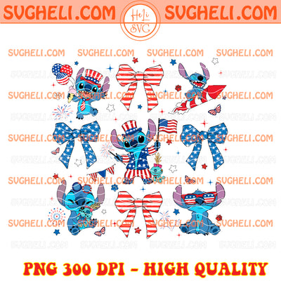 Stitch Coquette Bow 4th Of July Png Stitch America Png