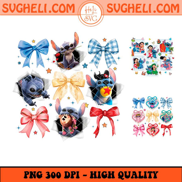 Stitch Coquette Bow Png Bundle Lilo and Stitch 2025 Png Sublimation Files