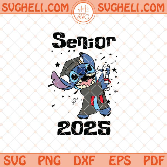 Stitch Graduation Senior 2025 Svg Graduate Stitch Svg Png Dxf Eps Files