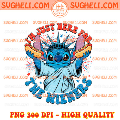Stitch I'm Just Here For The Wieners Png Stitch American Png
