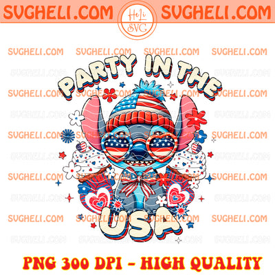 Stitch Party In The USA Png Stitch 4th Of July Png