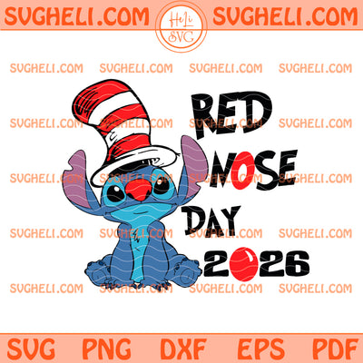 Stitch Red Nose Day 2026 Svg Red Nose Day Cartoon Svg