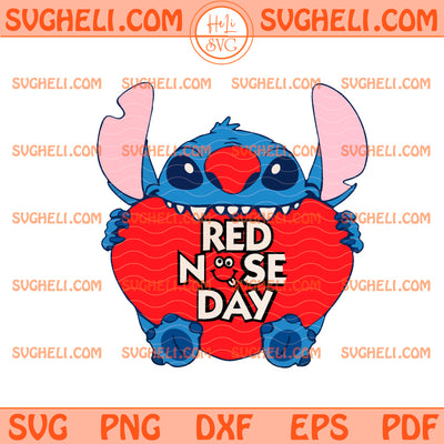 Stitch Red Nose Day Heart Svg Red Nose Day Cartoon 2026 Svg