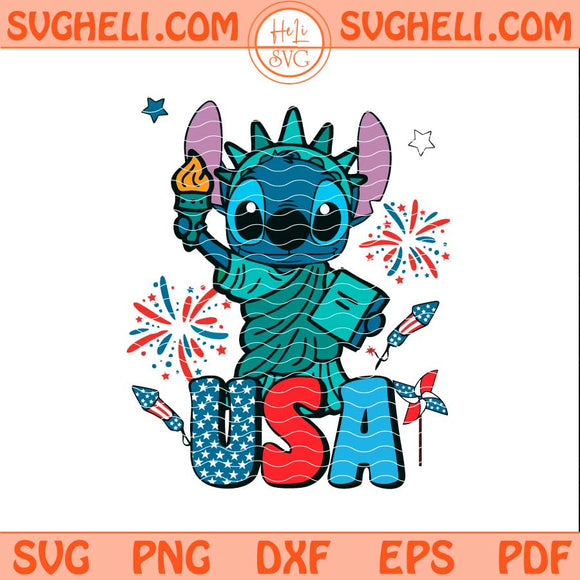 Stitch USA Statue Of Liberty Svg Stitch 4th Of July Svg Png Dxf Eps Files