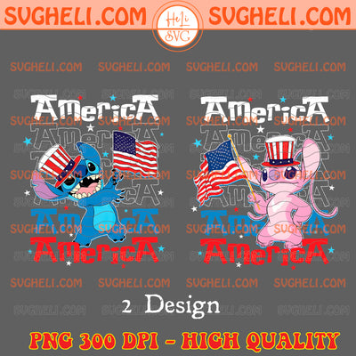 Stitch and Angel 4th Of July Png Stitch Independence Day Png