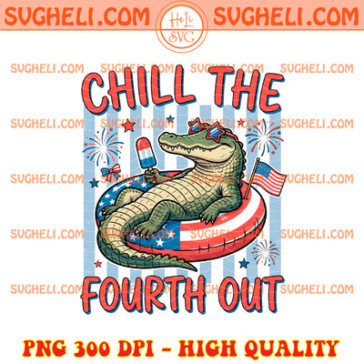 Striped Chill the Fourth Out Png 4th of July Crocodile Png