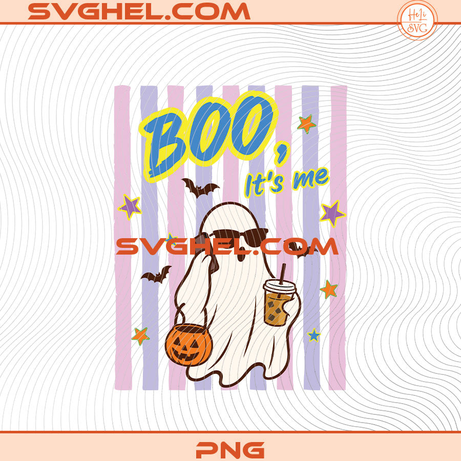 Striped Halloween Boo It's Me Png Trendy Halloween Ghost Png