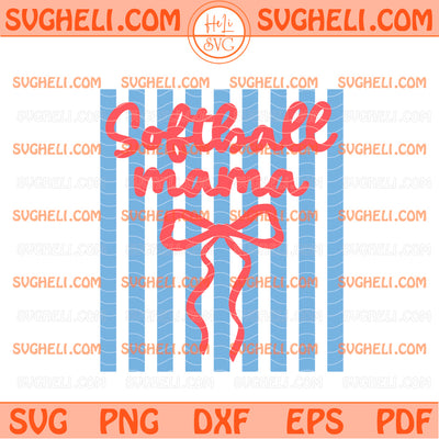 Striped Softball Mama Svg Coquette Bow Softball Mama Svg