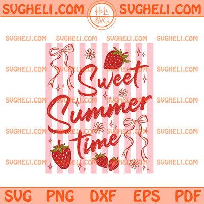 Striped Sweet Summer Time Svg Strawberry Coquette Svg