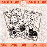 Sun and Moon Tarot Cards Svg Tarot Card Svg Magic illustration Svg Png Sublimation Dxf Eps Files