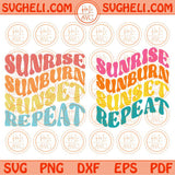 Sunrise Sunburn Sunset Repeat Svg Summer Beach Svg Sea Vacation Svg Png Dxf Eps Files