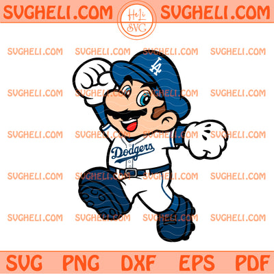 Super Mario Los Angeles Dodgers Baseball Svg