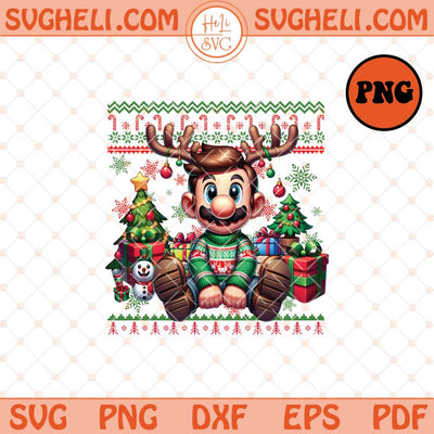 Super Mario Luigi Ugly Christmas Sweater Png Super Mario Png Sublimation Files