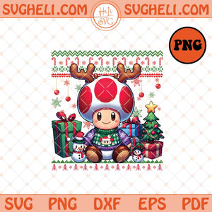 Super Mario Toad Ugly Christmas Sweater Png Mario Png Sublimation Files