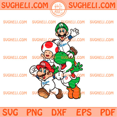 Super Mario Yoshi Luigui Toad Los Angeles Dodgers Svg