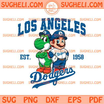 Super Mario & Yoshi LA Dodgers Est 1958 Svg Yoshi MLB Svg