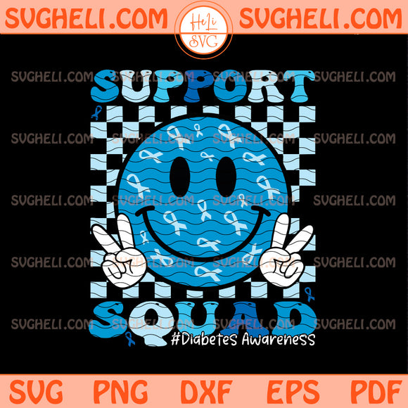 Support Squad Blue Ribbon Svg Smiley Face Blue Ribbon Svg