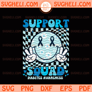 Support Squad Diabetes Awareness Svg Blue Smile Svg