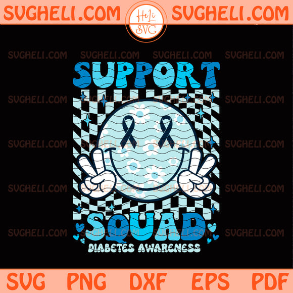 Support Squad Diabetes Awareness Svg Blue Smile Svg
