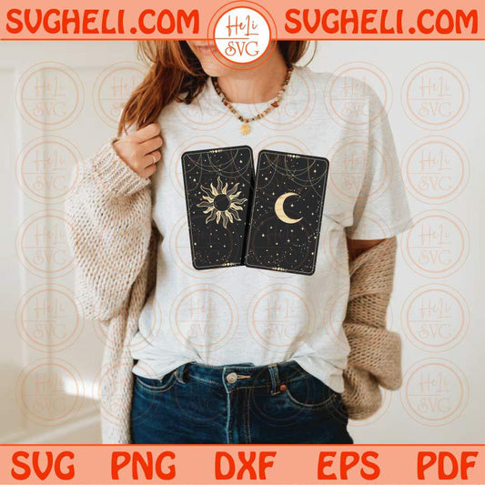 Tarot Cards Svg Sun and Moon Svg Tarot Svg Magic illustration Svg Png Sublimation Dxf Eps Files