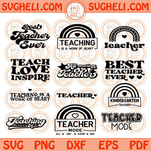 Teacher Appreciation Svg Funny Teacher Svg Teacher Quotes Svg Bundle Png Dxf Eps Files