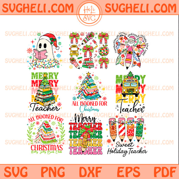 Teacher Christmas Svg Bundle Christmas Pencil Tree Svg