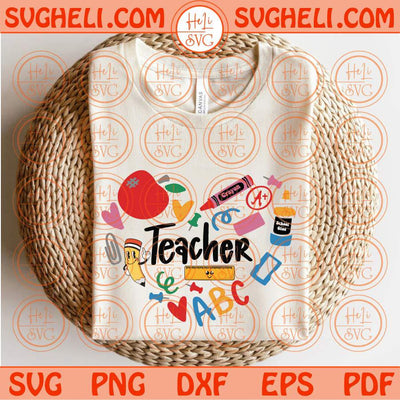 Teacher Heart Svg Back to School Svg Teacher Svg School Supplies Svg Png Dxf Eps Files