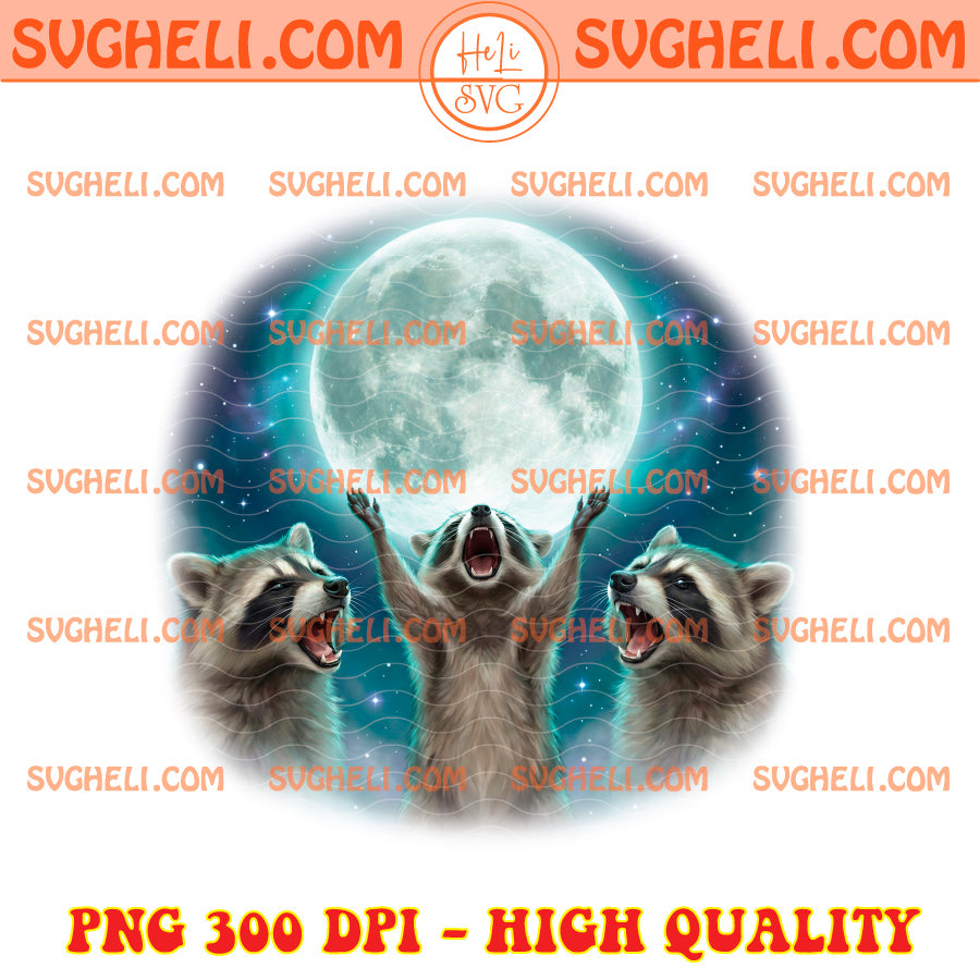 Three Raccoons Retro Png Vintage Raccoon Moon Png