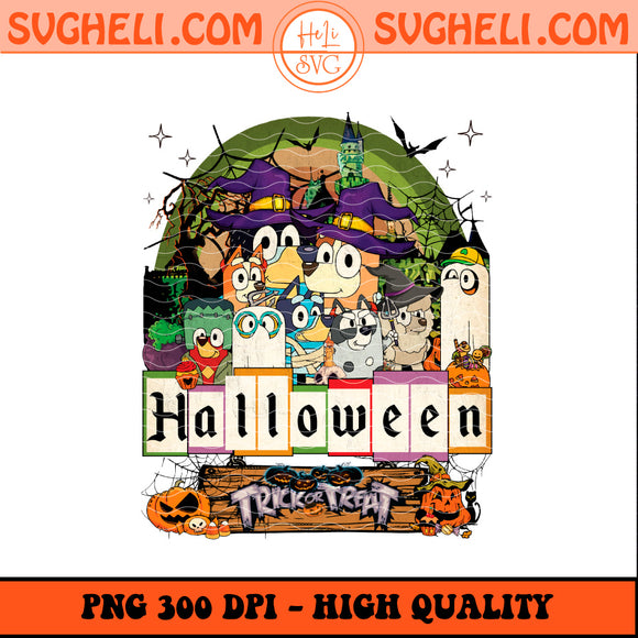 Trick Or Treat Bluey and Friends Halloween Png Bluey Png