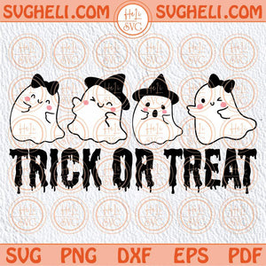 Trick or Treat Svg Spooky Season Svg Boho Halloween Ghost Svg Png Dxf Eps Files