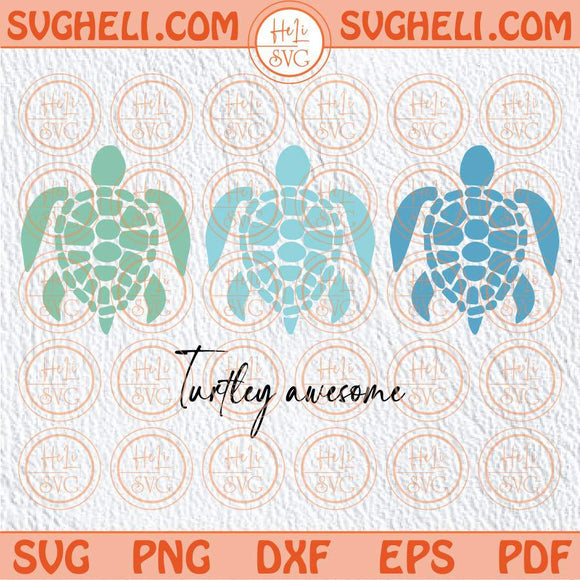 Turtley Awesome Svg Turtle Ocean Sun Svg Summer Beach Bum Svg Png Dxf Eps Files