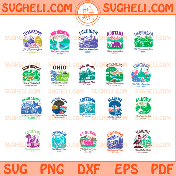 US States Cityscape Icons Svg Bundle American States Svg