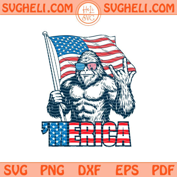 USA Bigfoot Svg Red White And Bigfoot Svg American Svg Png Dxf Eps Files