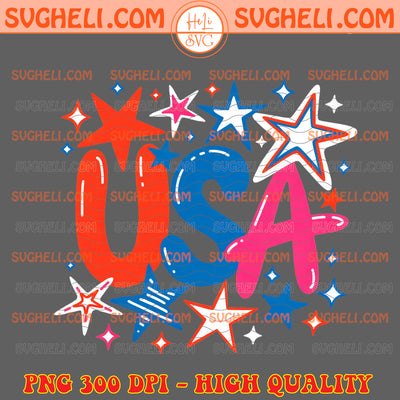 USA Star 4th of July Png Retro Floral America Png