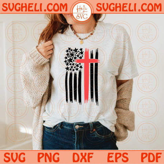 Usa Flag Cross Svg American Flag Christian Svg Cross Flag Svg Png Sublimation Dxf Eps Files