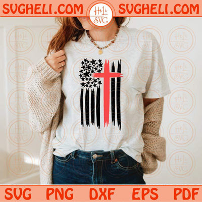 Usa Flag Cross Svg American Flag Christian Svg Cross Flag Svg Png Sublimation Dxf Eps Files