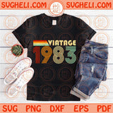 Vintage 1983 Svg Retro 1983 Birthday Svg Birthday Gift Svg Png Dxf Eps Files