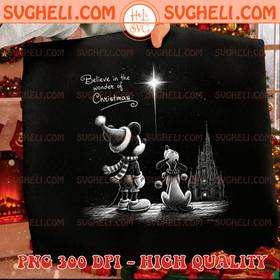 Vintage Believe In The Wonder Of Christmas Mouse Halftone Png