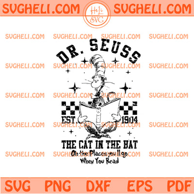 Vintage Black And White Dr Suess Cat In The Hat Svg
