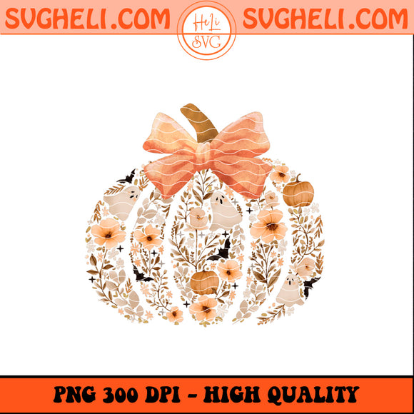 Vintage Floral Pumpkin Ghost Png Foral Fall Ghost Png