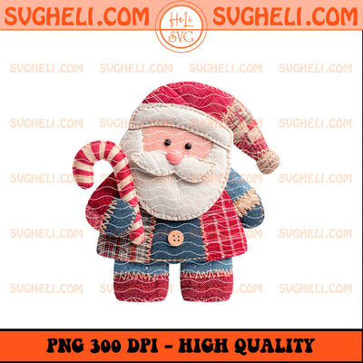 Vintage Patchwork Santa Png Christmas Patchwork Png