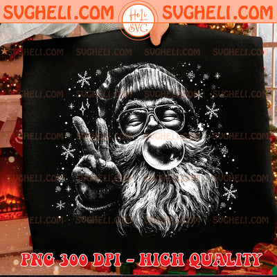 Vintage Santa Claus Blowing Bubble Halftone Png