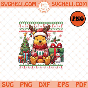 Winnie the Pooh Ugly Christmas Sweater Png Cartoon Png Sublimation Files